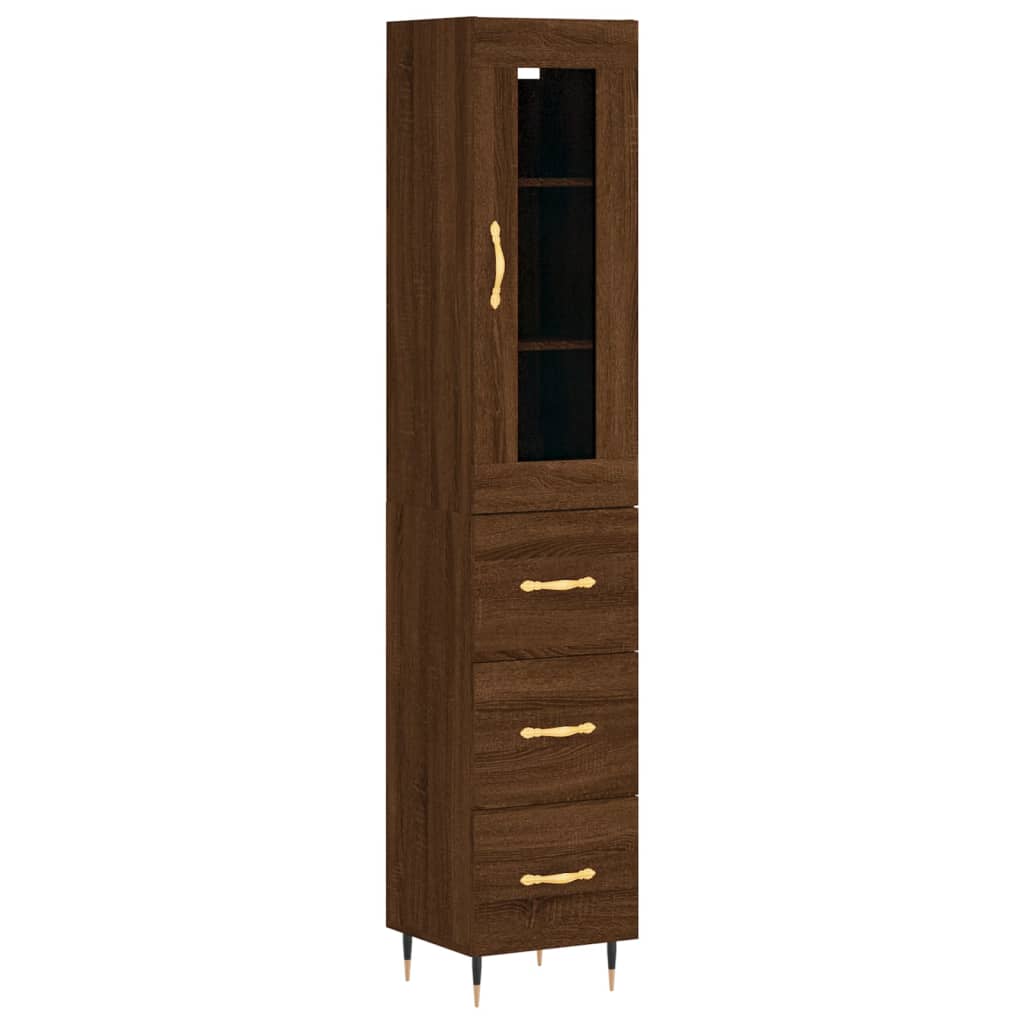 vidaXL Highboard Brown Oak 34.5x34x180 cm Engineered Wood