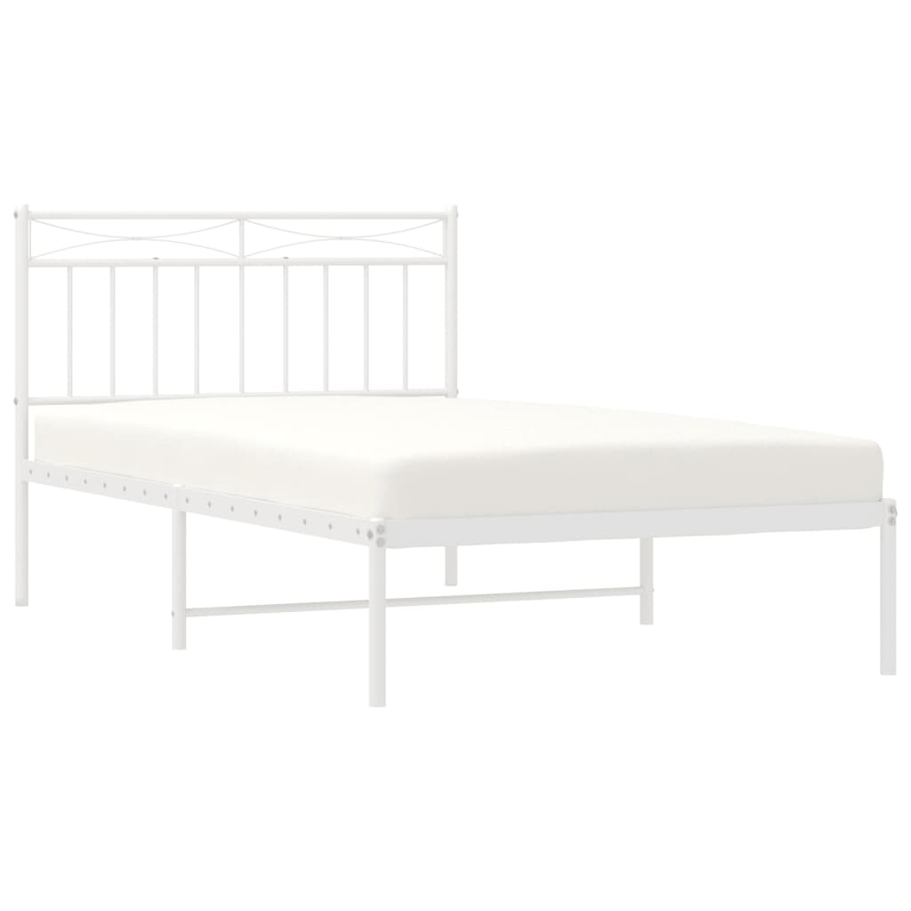 vidaXL Metal Bed Frame without Mattress with Headboard White 100x200 cm