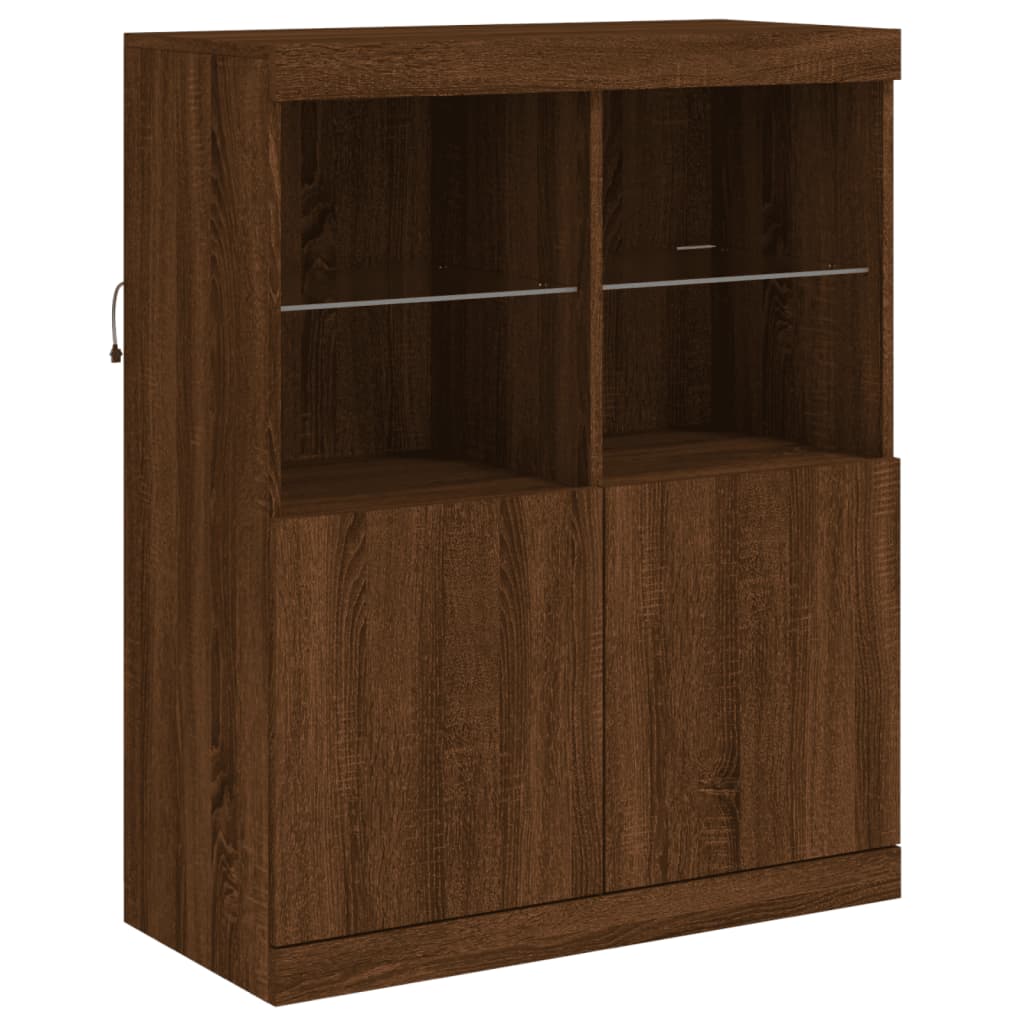 vidaXL Sideboard with LED Lights Brown Oak 81x37x100 cm