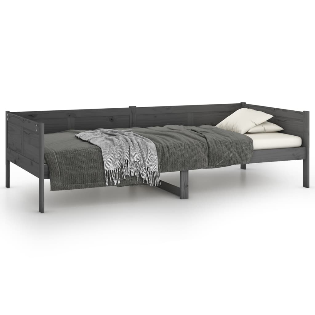 vidaXL Day Bed without Mattress Grey Solid Wood Pine 90x190 cm Single