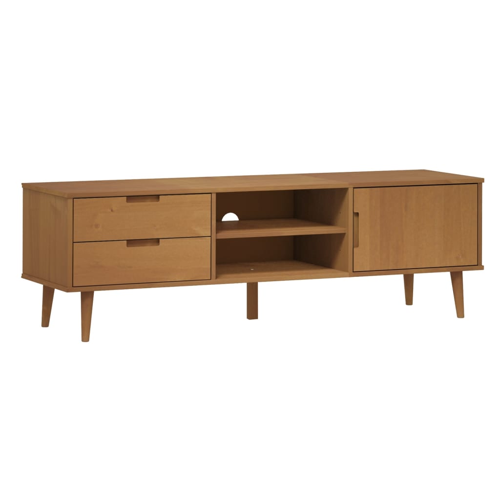 vidaXL TV Cabinet MOLDE Brown 158x40x49 cm Solid Wood Pine