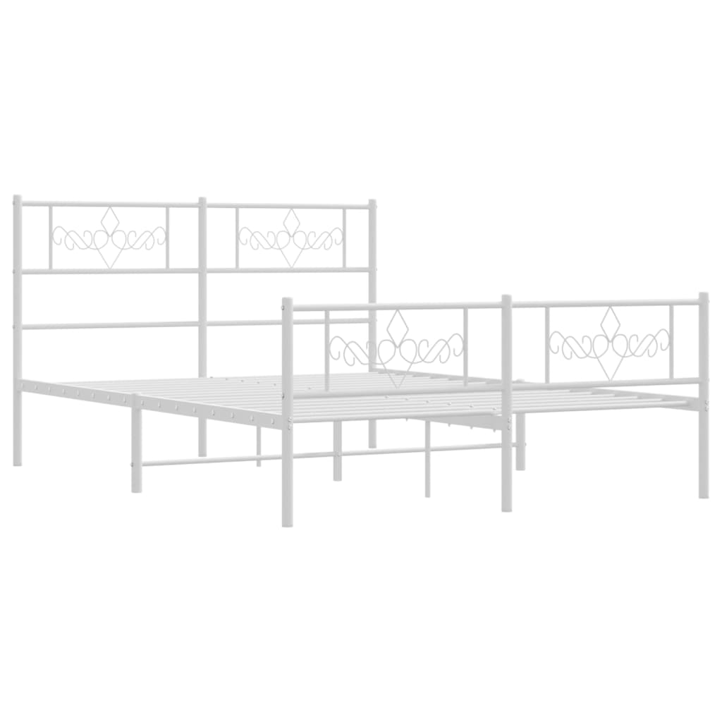 vidaXL Metal Bed Frame without Mattress with Footboard White 120x200 cm