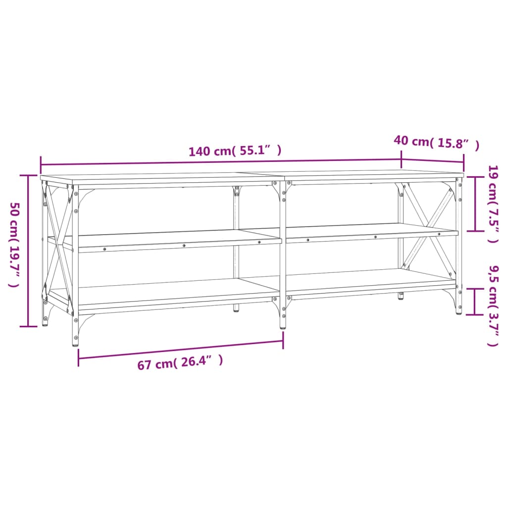 vidaXL TV Cabinet Brown Oak 140x40x50 cm Engineered Wood