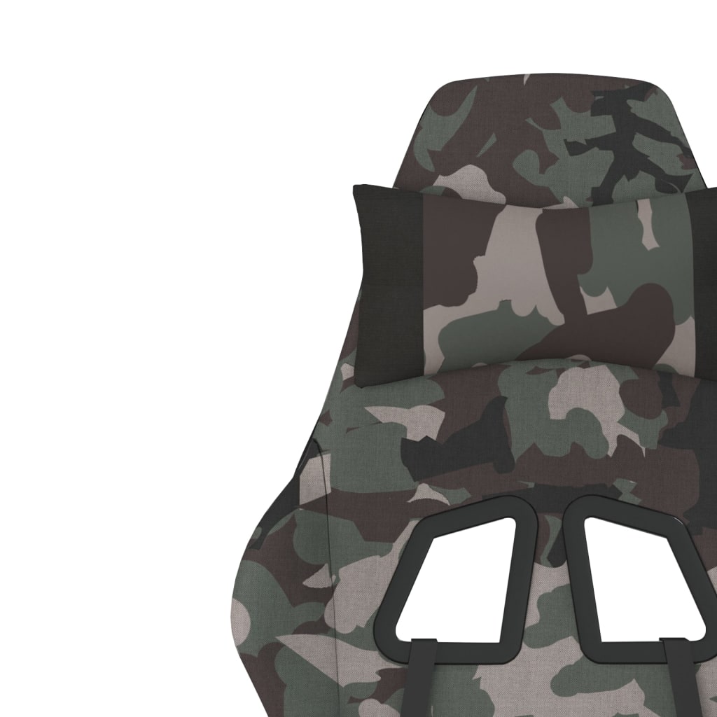 vidaXL Swivel Gaming Chair with Footrest Black and Camouflage Fabric