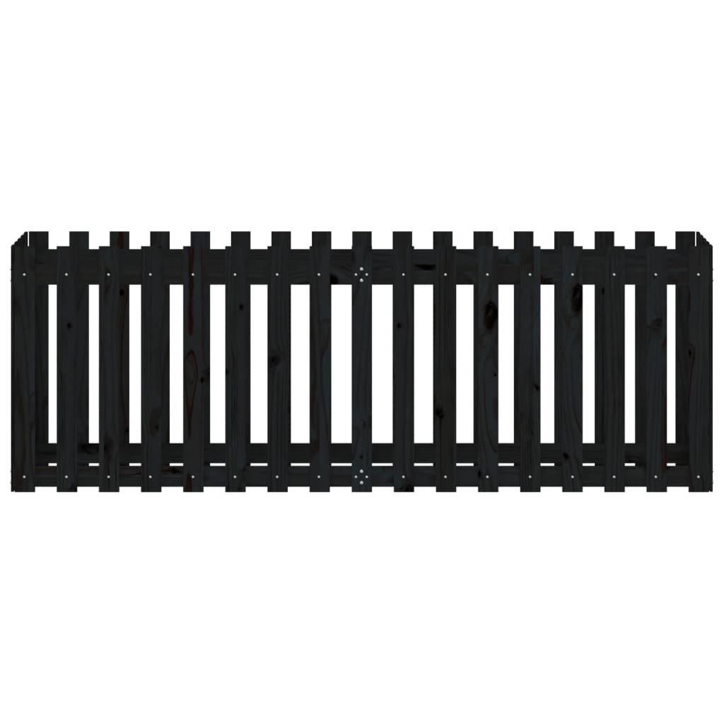 vidaXL Garden Raised Bed with Fence Design Black 200x50x70 cm Solid Wood Pine