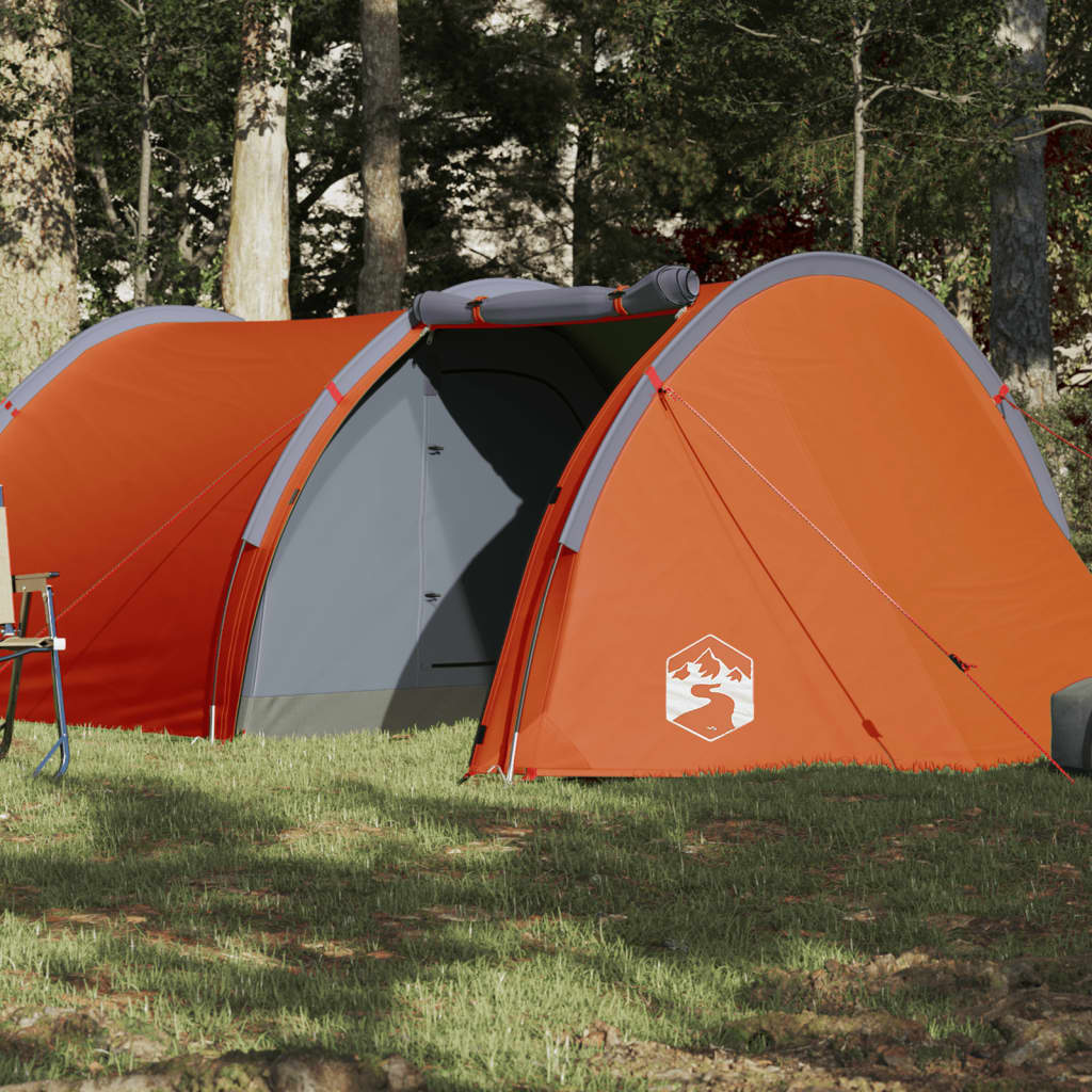 vidaXL Camping Tent Tunnel 4-Person Orange Waterproof