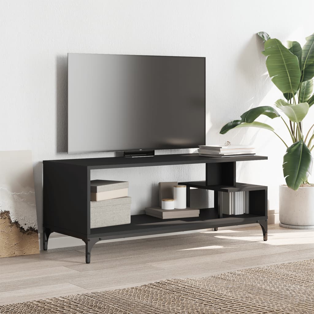 vidaXL TV Cabinet Black 102x40x41 cm Engineered Wood and Powder-coated Steel