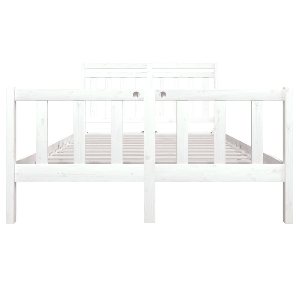 vidaXL Bed Frame without Mattress White Solid Wood 140x190 cm (810063+814095)