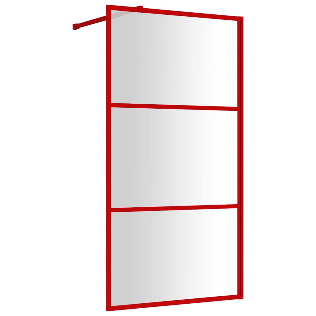 vidaXL Walk-in Shower Wall with Clear ESG Glass Red 115x195 cm