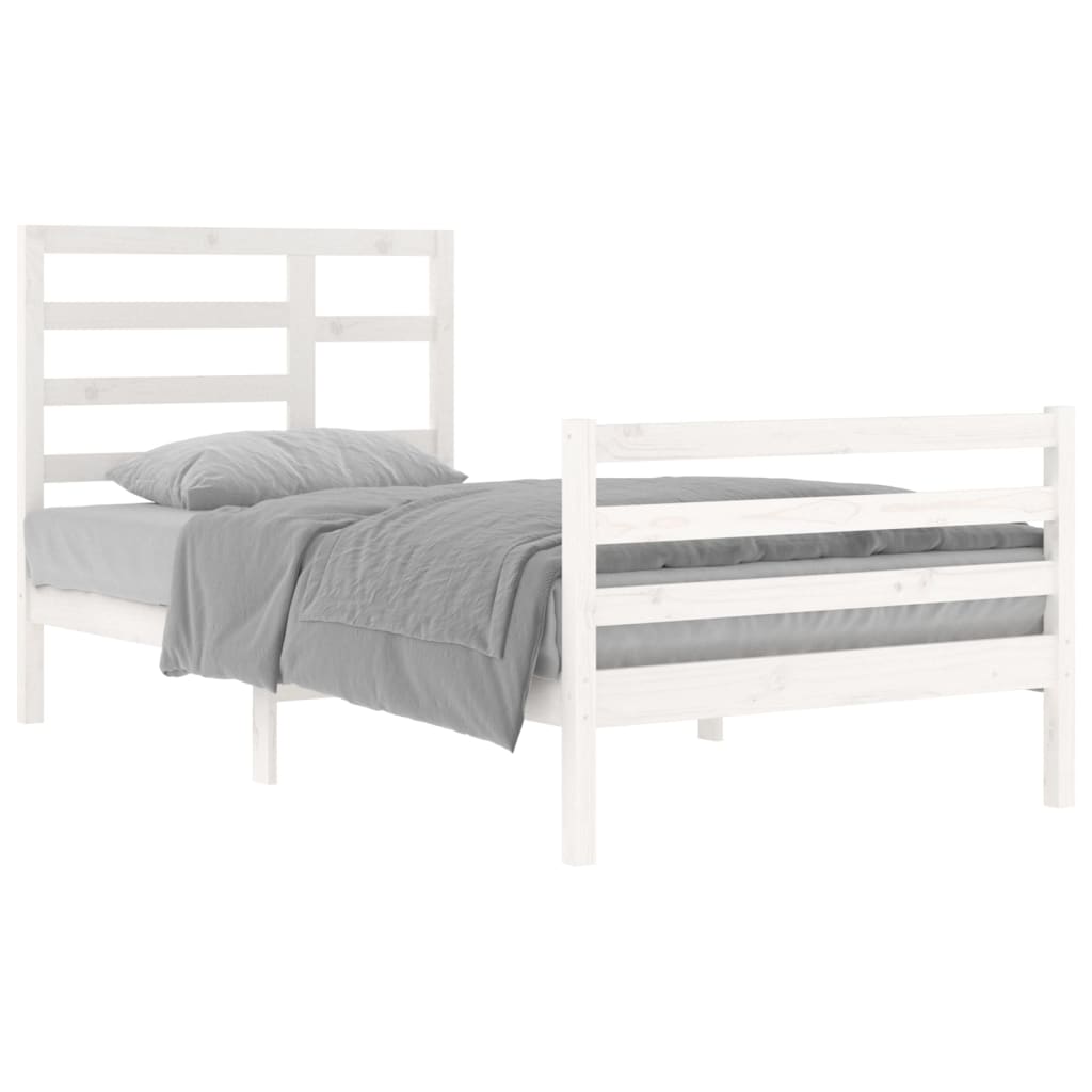 vidaXL Bed Frame without Mattress White Solid Wood 100x200 cm