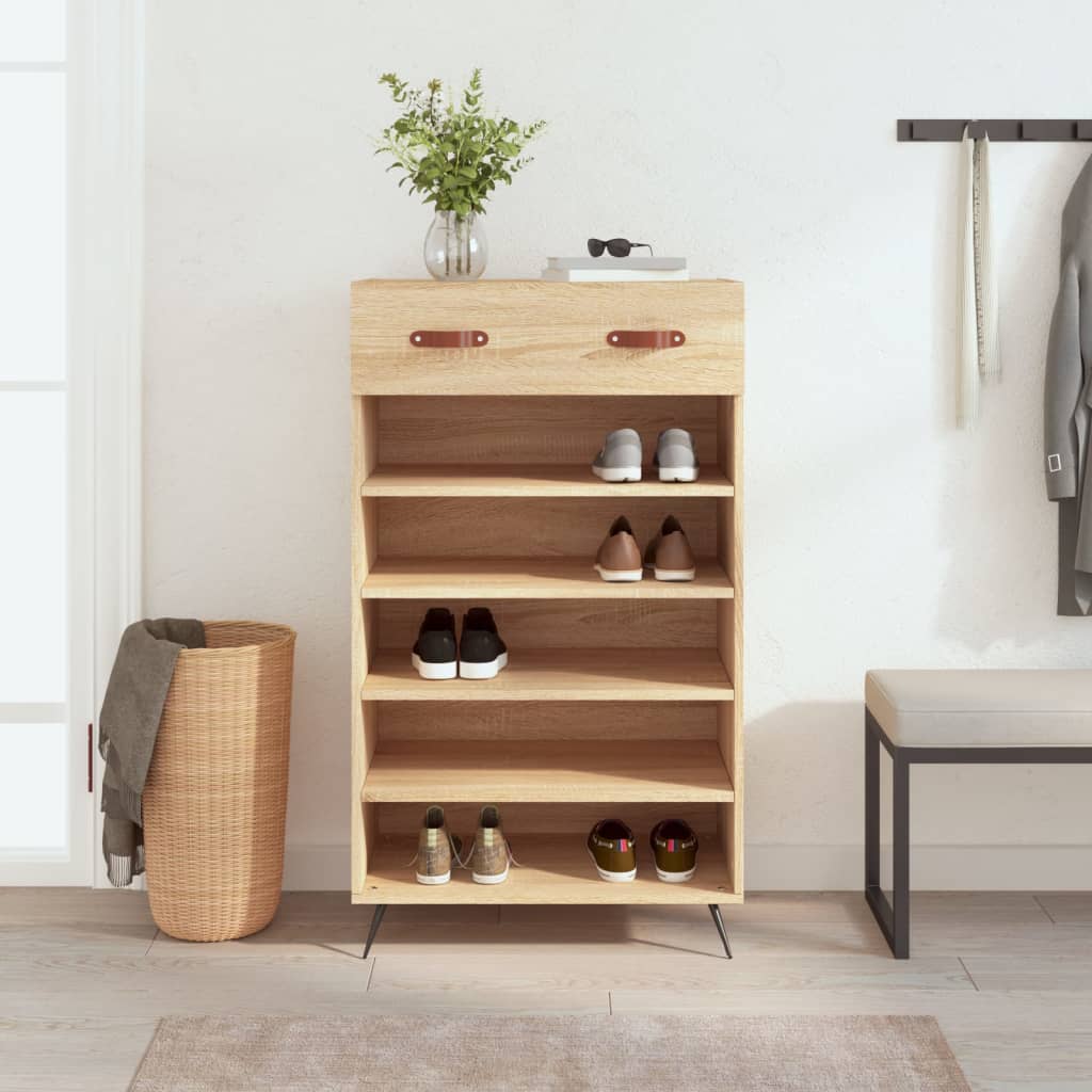 vidaXL Shoe Cabinet Sonoma Oak 60x35x105 cm Engineered Wood