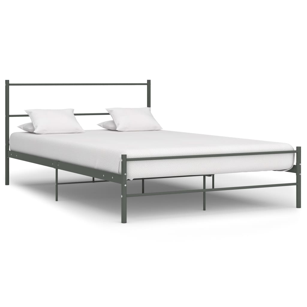 vidaXL Bed Frame with Headboard without Mattress Grey 160x200 cm Metal