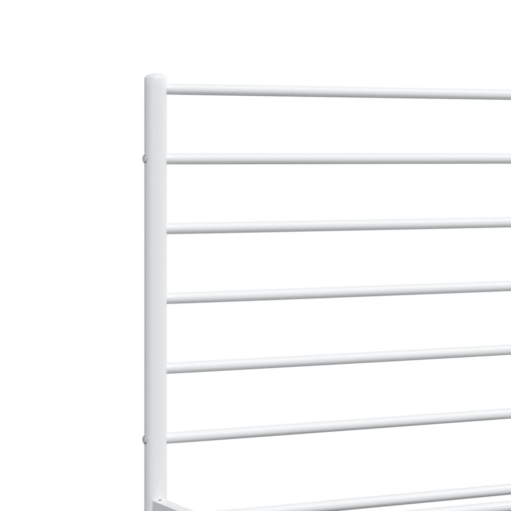 vidaXL Metal Bed Frame without Mattress with Headboard White 135x190 cm Double