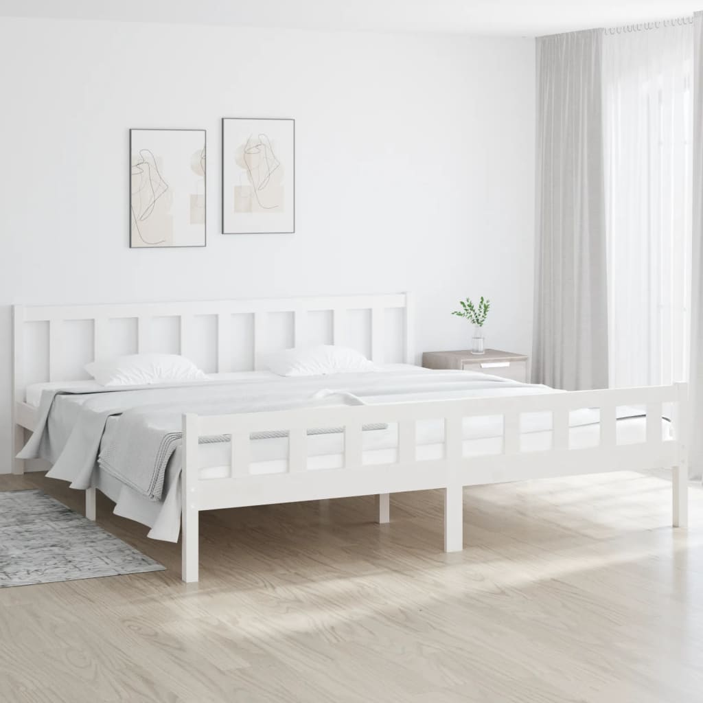 vidaXL Bed Frame without Mattress White Solid Wood 160x200 cm