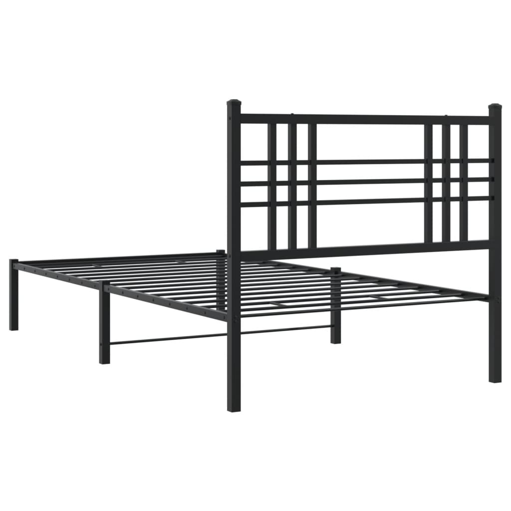 vidaXL Metal Bed Frame without Mattress with Headboard Black 100x200 cm