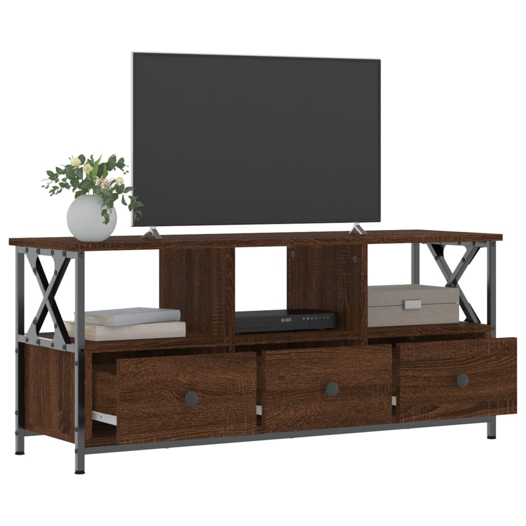 vidaXL TV Cabinet Brown Oak 102x33x45 cm Engineered Wood&Iron