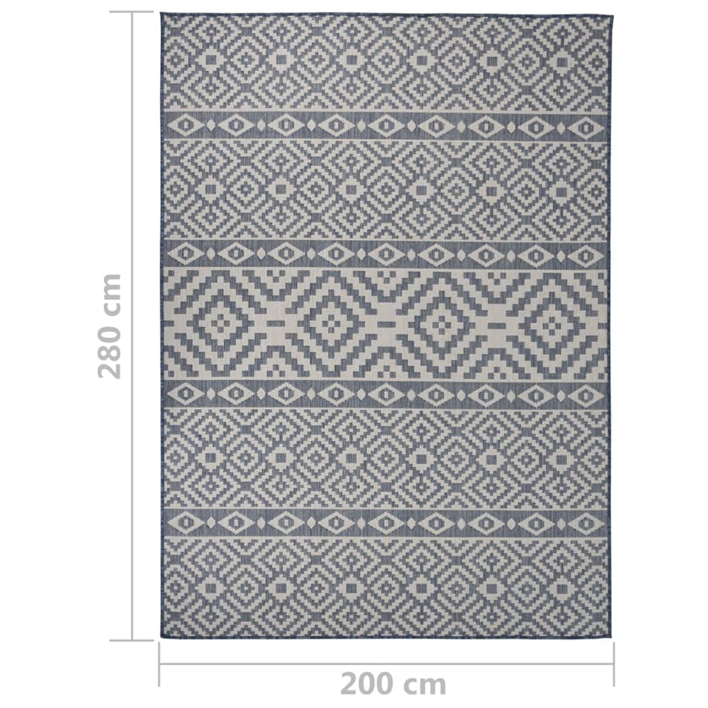 vidaXL Outdoor Flatweave Rug 200x280 cm Blue Stripes