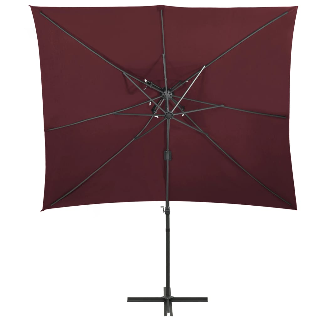 vidaXL Cantilever Garden Parasol with Double Top Bordeaux Red 250x250 cm