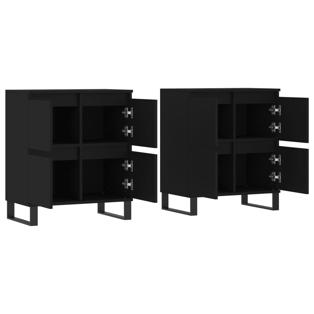 vidaXL Sideboards 2 pcs Black Engineered Wood