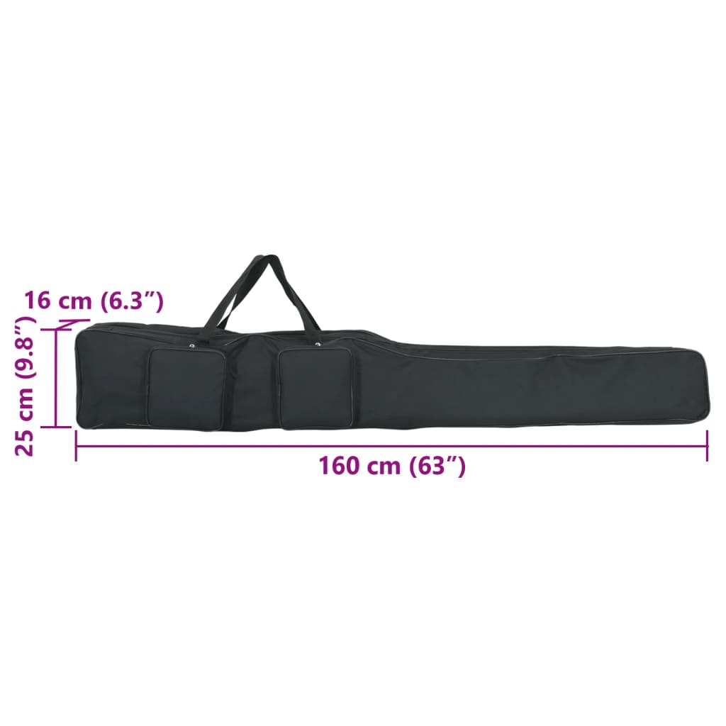 vidaXL Fishing Rod Bag Black 160 cm Oxford Fabric