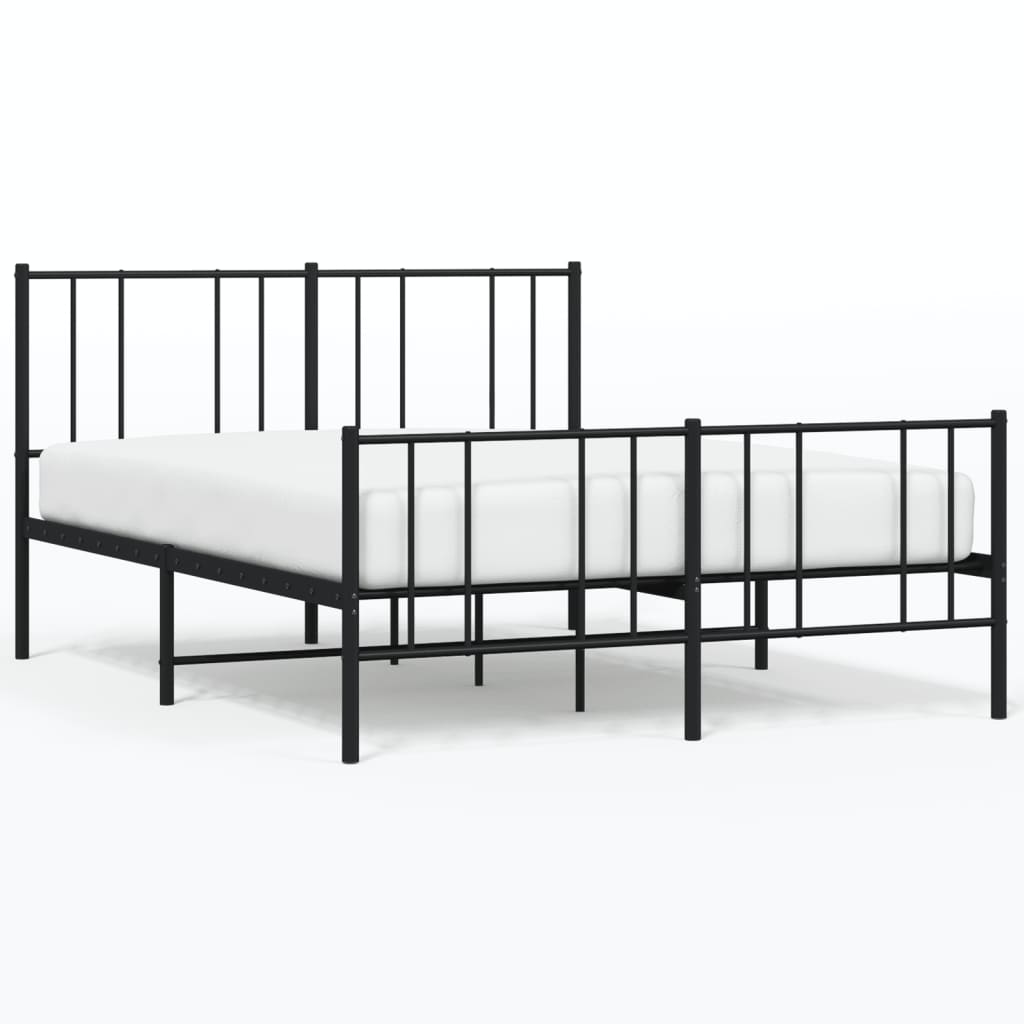 vidaXL Metal Bed Frame without Mattress with Footboard Black 120x200 cm