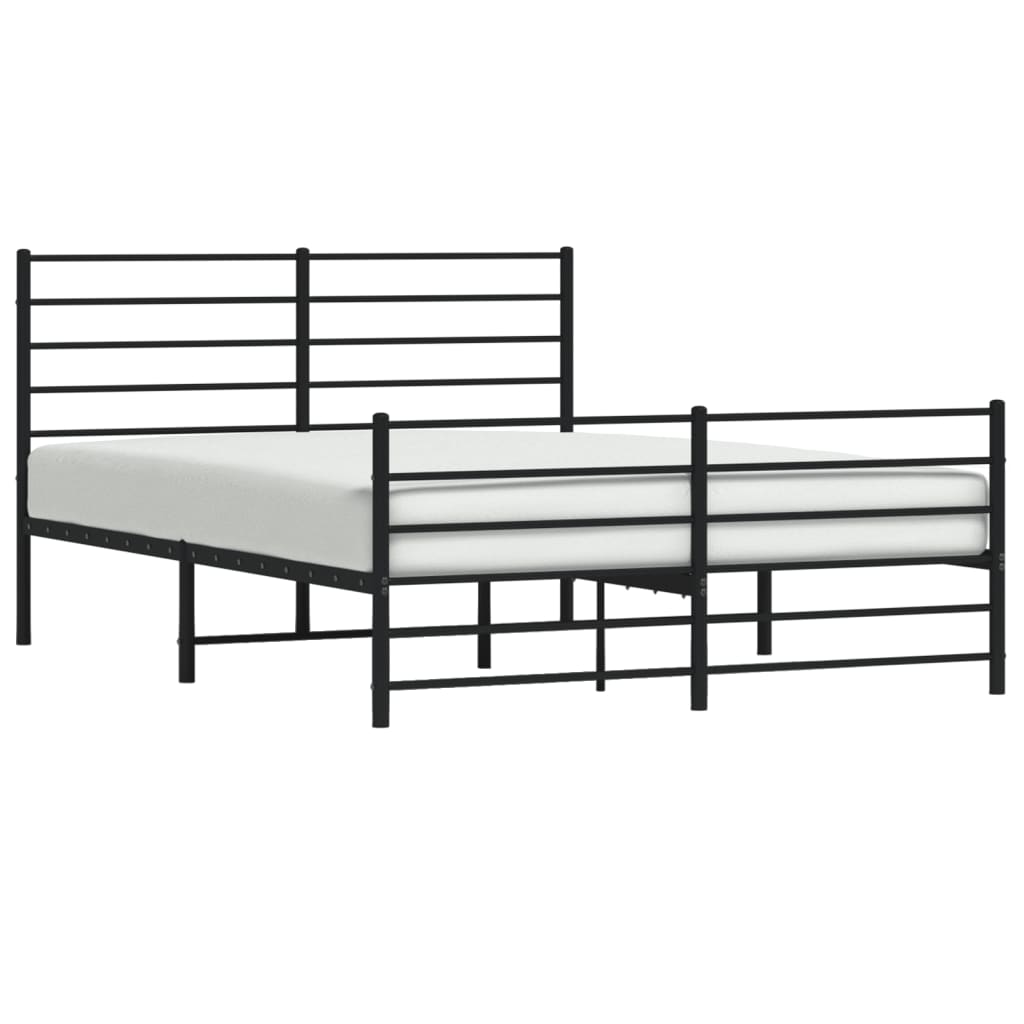 vidaXL Metal Bed Frame without Mattress with Footboard Black 140x200 cm