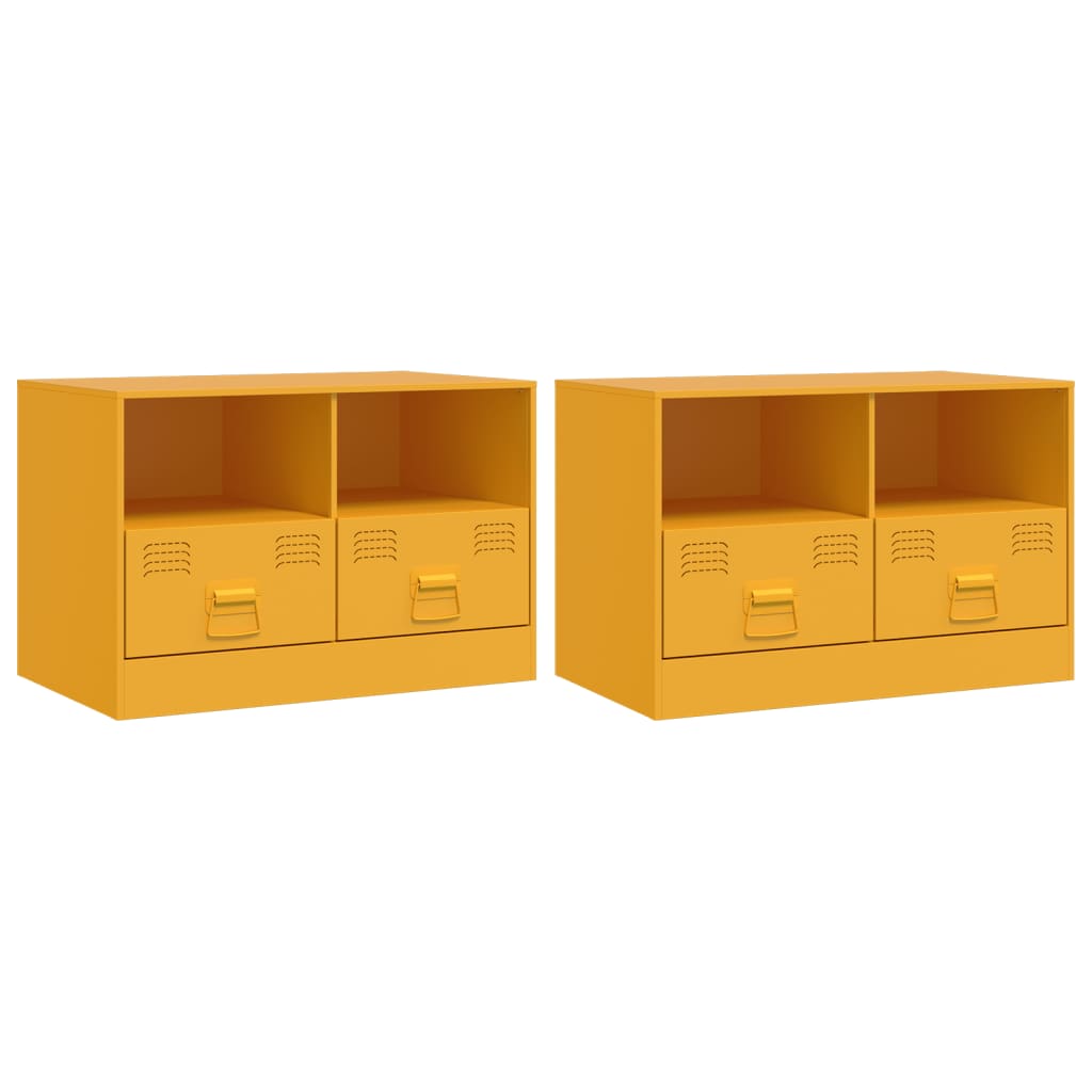 vidaXL TV Cabinets 2 pcs Mustard Yellow 67x39x44 cm Steel