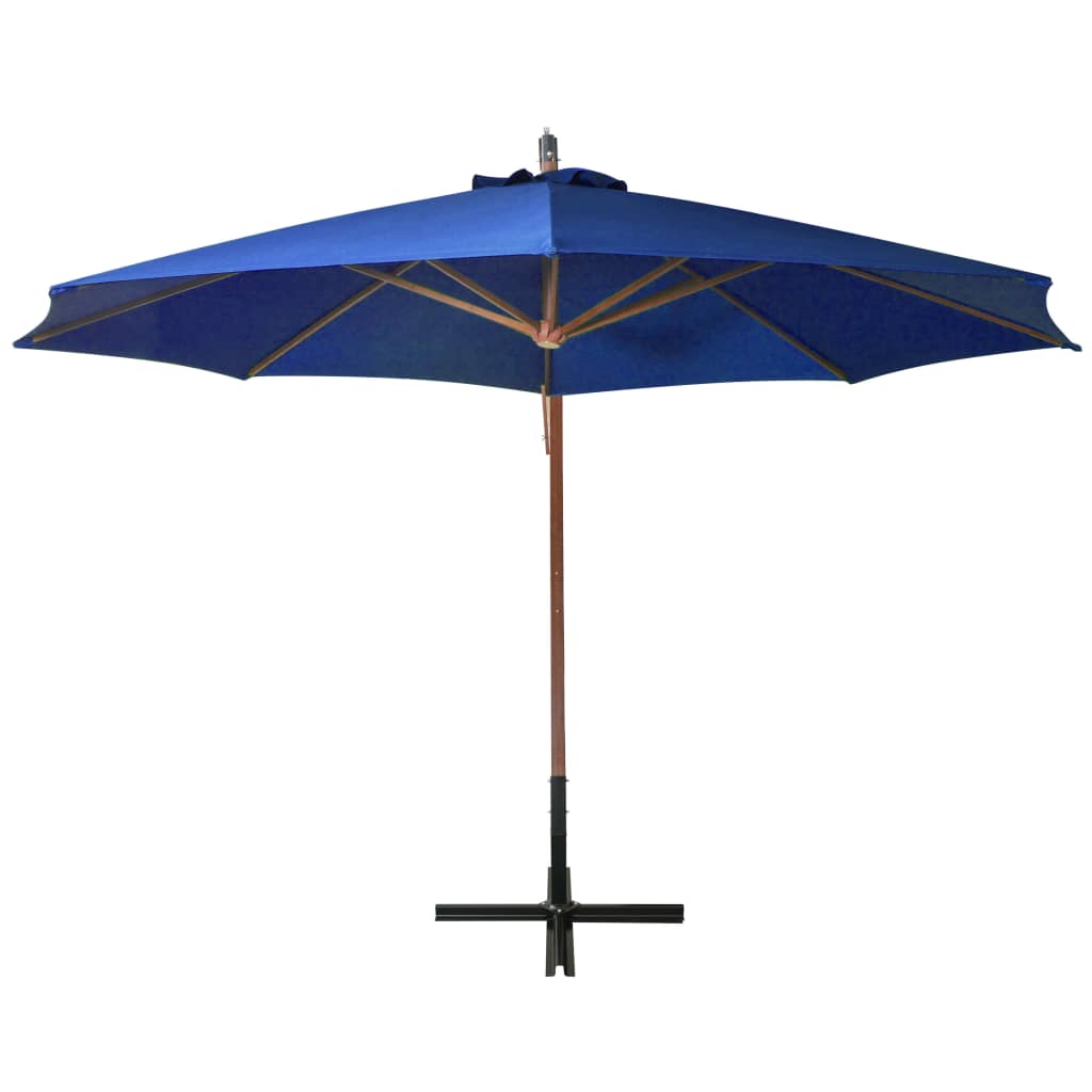 vidaXL Hanging Garden Parasol with Pole Azure Blue 3.5x2.9 m Solid Fir Wood