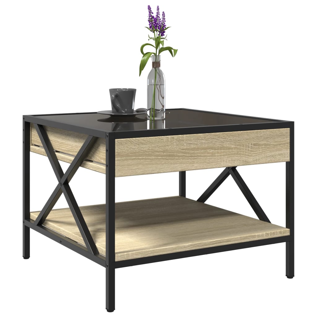 vidaXL Coffee Table with Infinity LED Sonoma Oak 50x50x38 cm