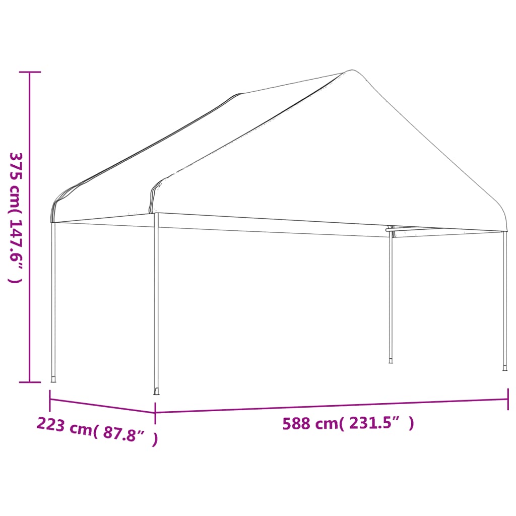 vidaXL Gazebo with Roof White 11.15x5.88x3.75 m Polyethylene