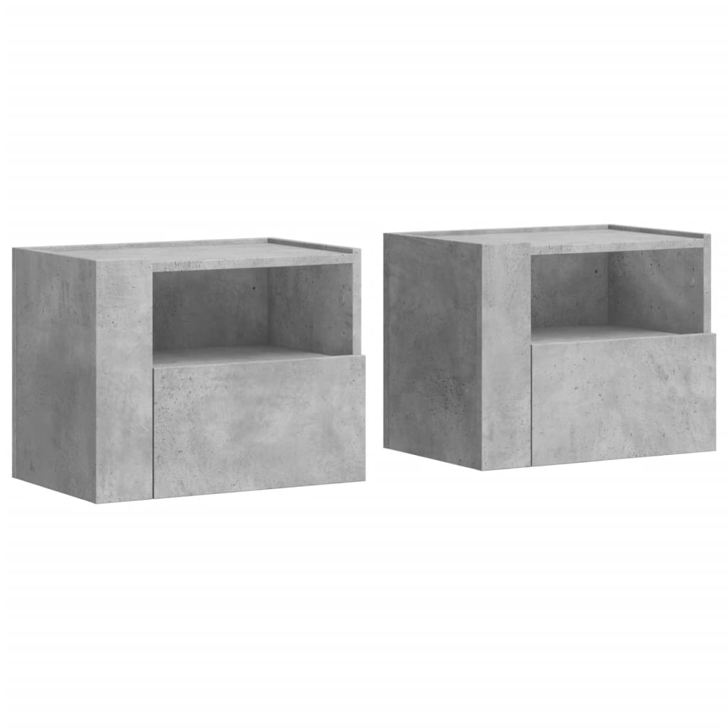 vidaXL Wall-mounted Bedside Cabinets 2 pcs Concrete Grey 45x30x35 cm