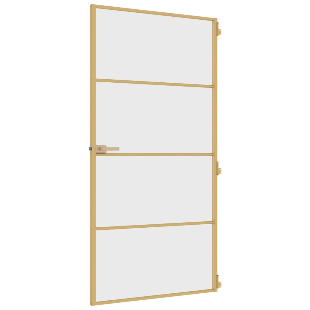 vidaXL Interior Door Slim Golden 102.5x201.5 cm Tempered Glass and Aluminium