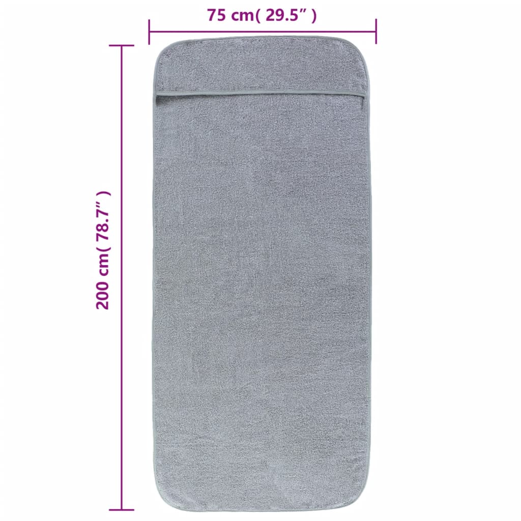 vidaXL Beach Towels 2 pcs Grey 75x200 cm Fabric 400 GSM