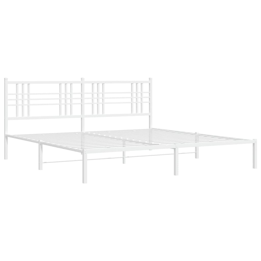 vidaXL Metal Bed Frame without Mattress with Headboard White 193x203 cm