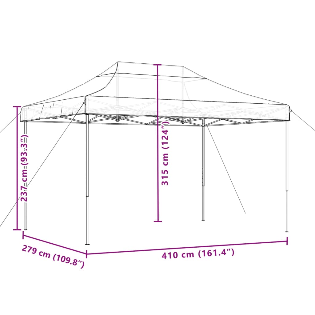 vidaXL Foldable Party Tent Pop-Up Black 410x279x315 cm