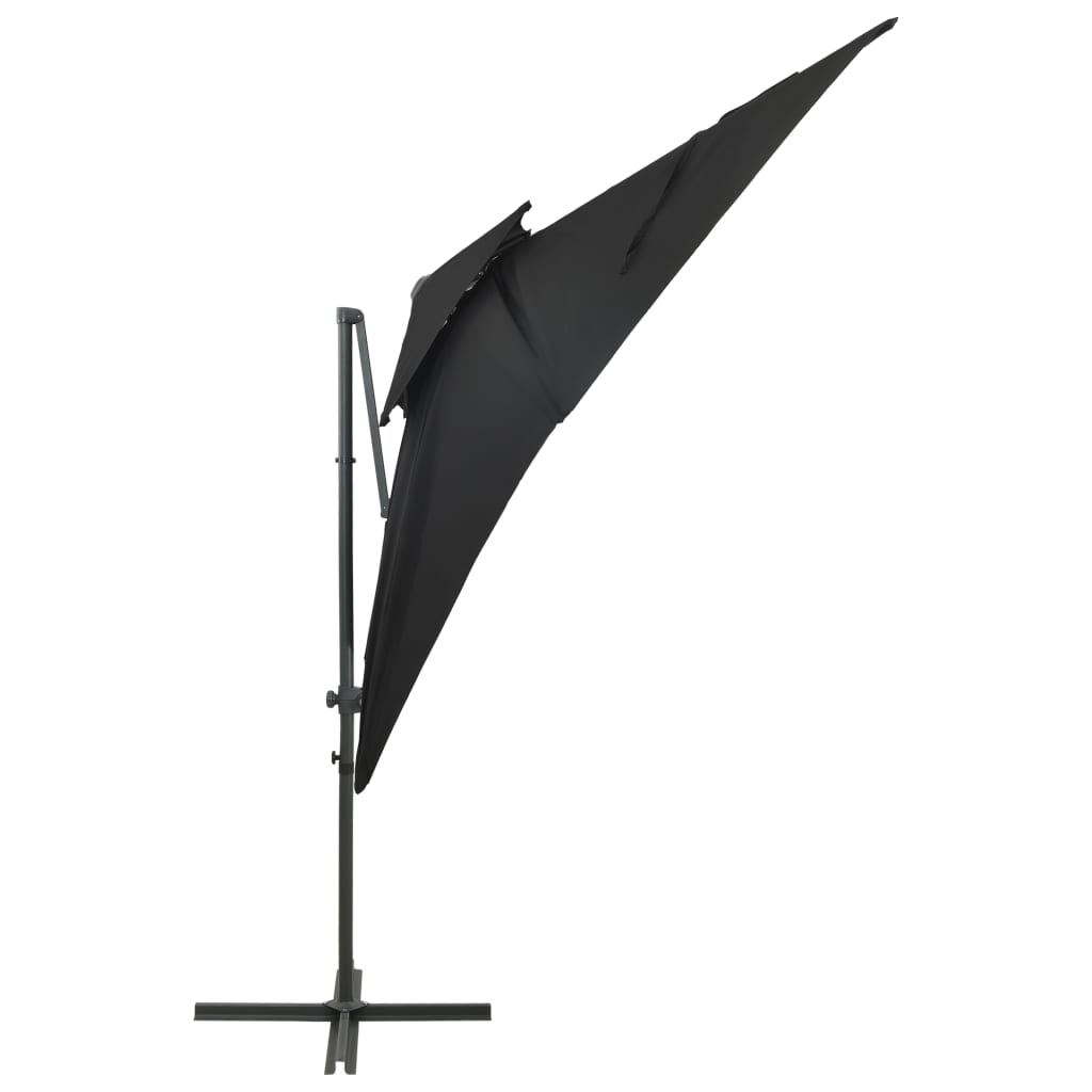 vidaXL Cantilever Garden Parasol with Double Top Black 250x250 cm