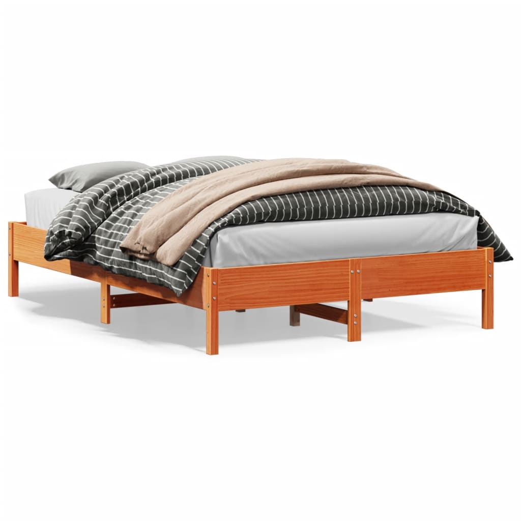 vidaXL Bed Frame without Mattress Wax Brown 120x200 cm Solid Wood Pine