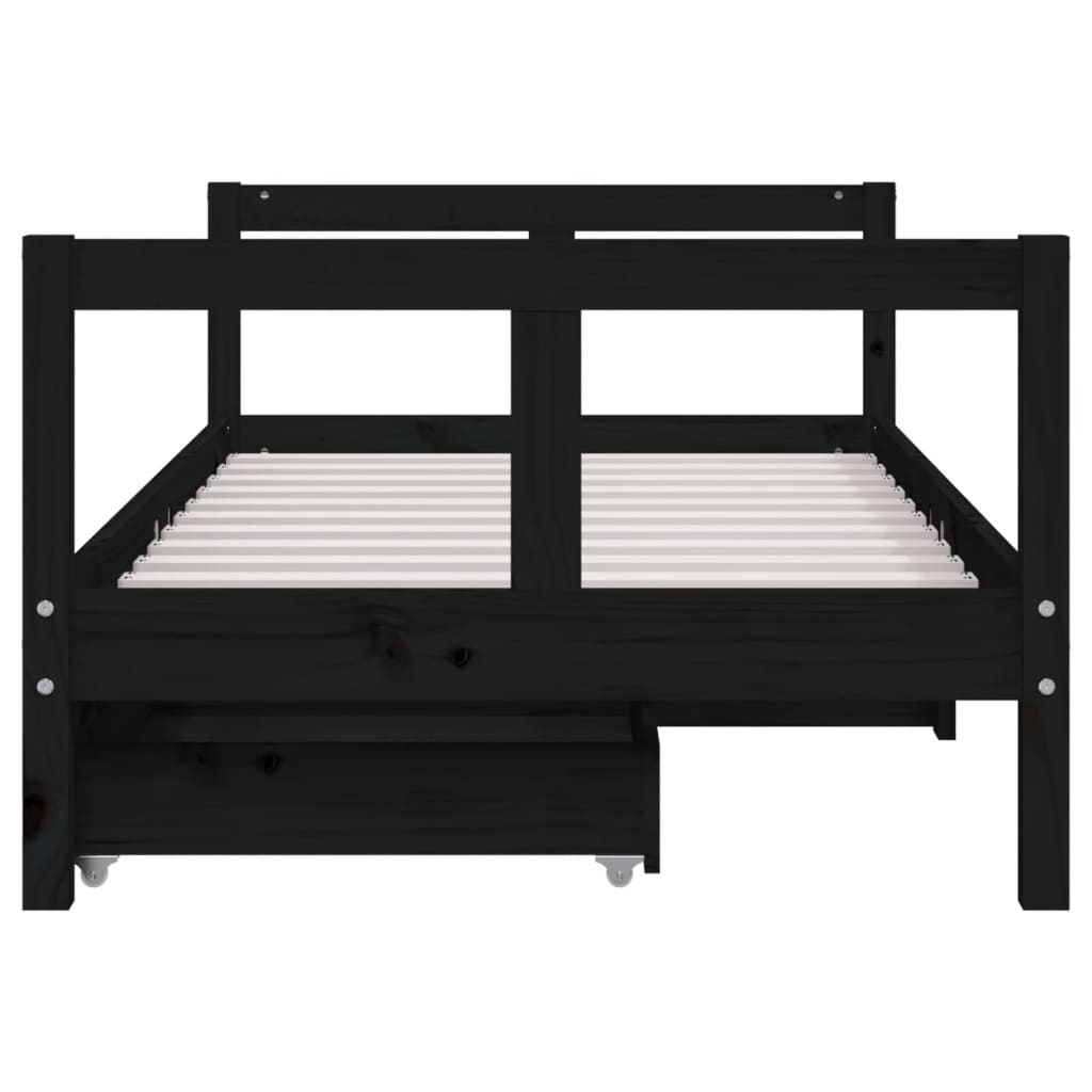 vidaXL Kids Bed Frame with Drawers Black 80x160 cm Solid Wood Pine