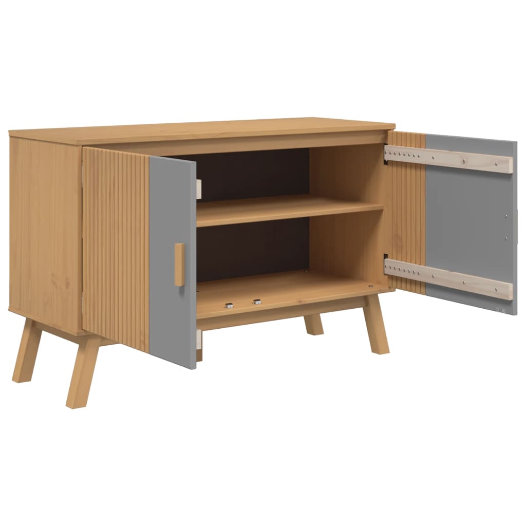 vidaXL Sideboard OLDEN Grey and Brown 114x43x73.5 cm Solid Wood Pine