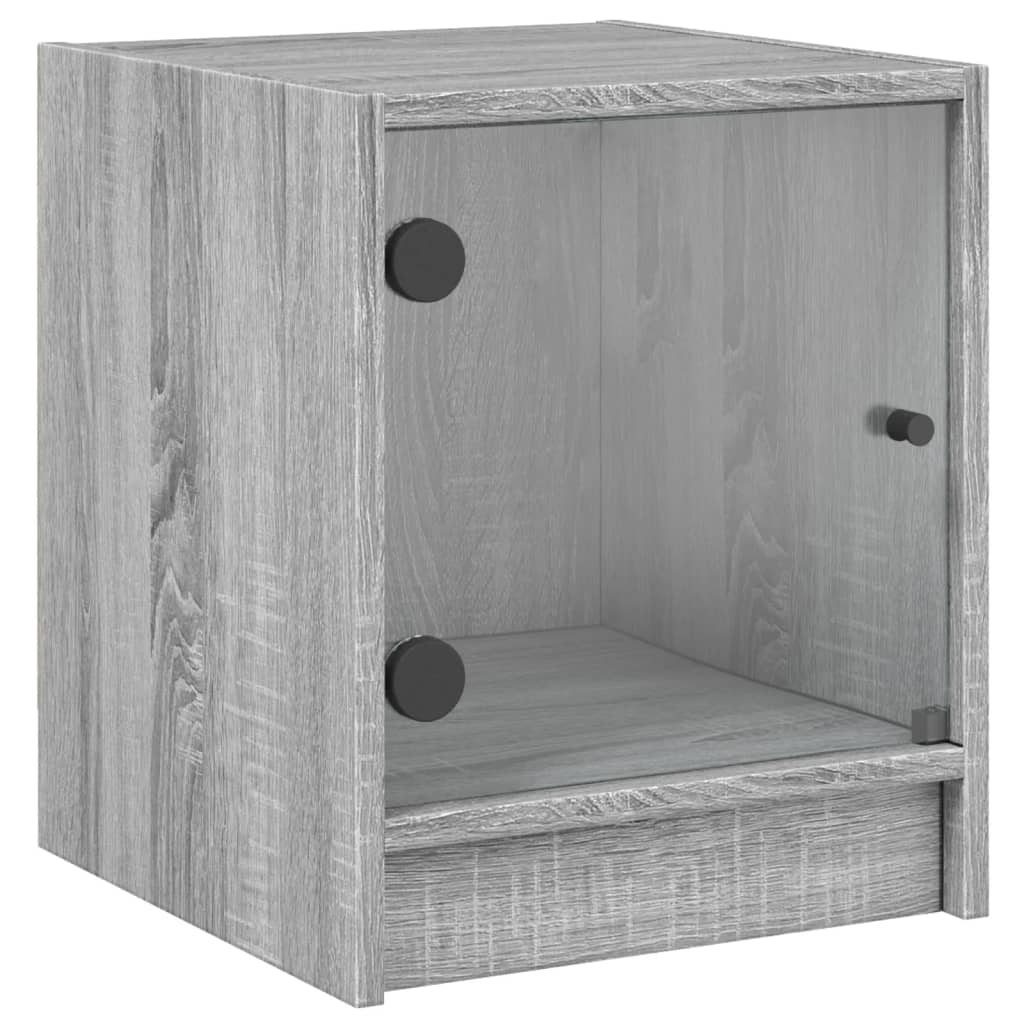 vidaXL Bedside Cabinets with Glass Doors 2 pcs Grey Sonoma 35x37x42 cm