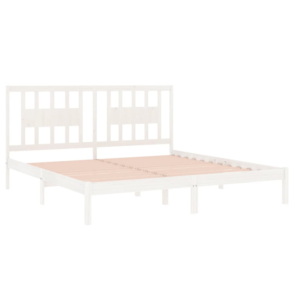 vidaXL Bed Frame without Mattress White Solid Wood Super King