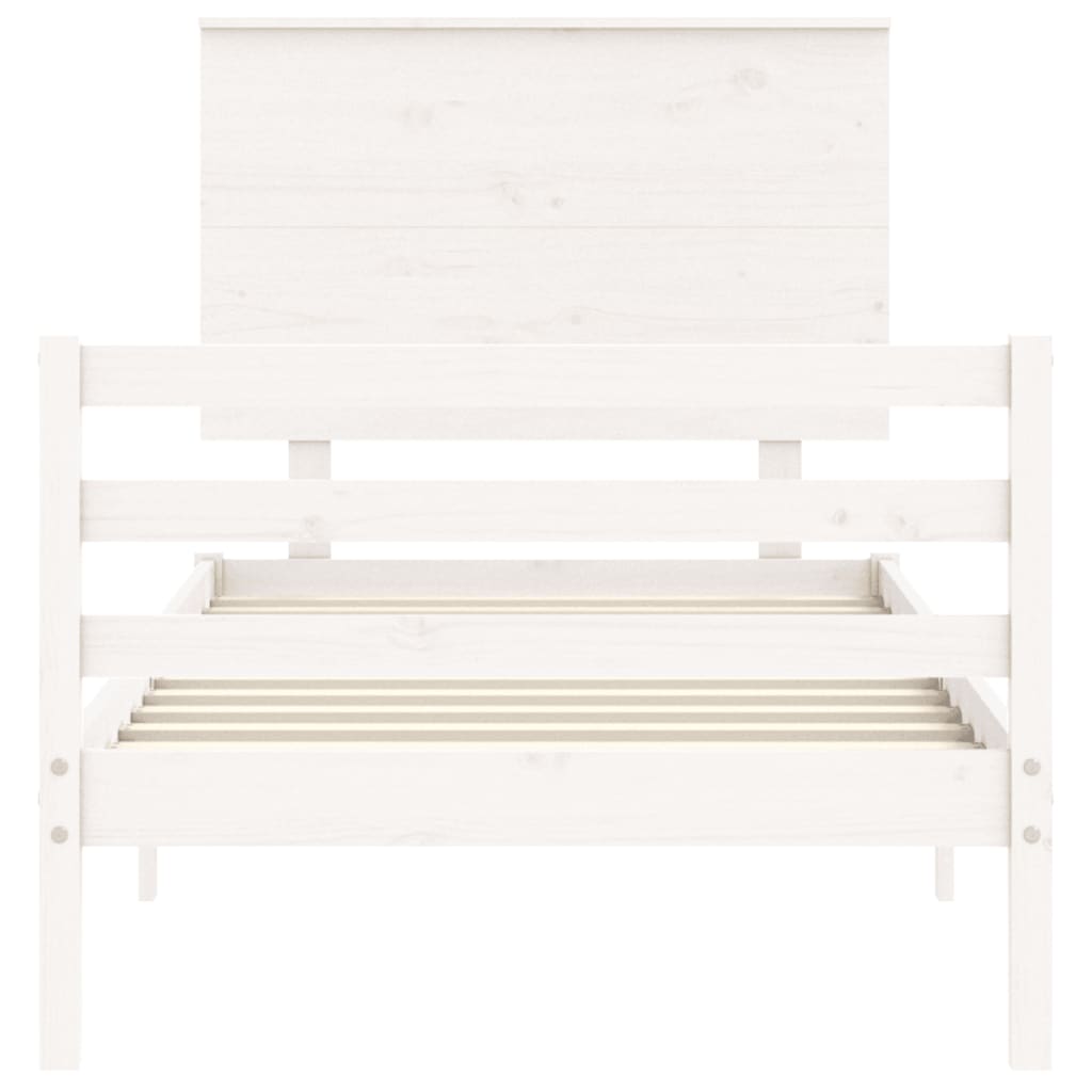 vidaXL Bed Frame without Mattress White Single Solid Wood