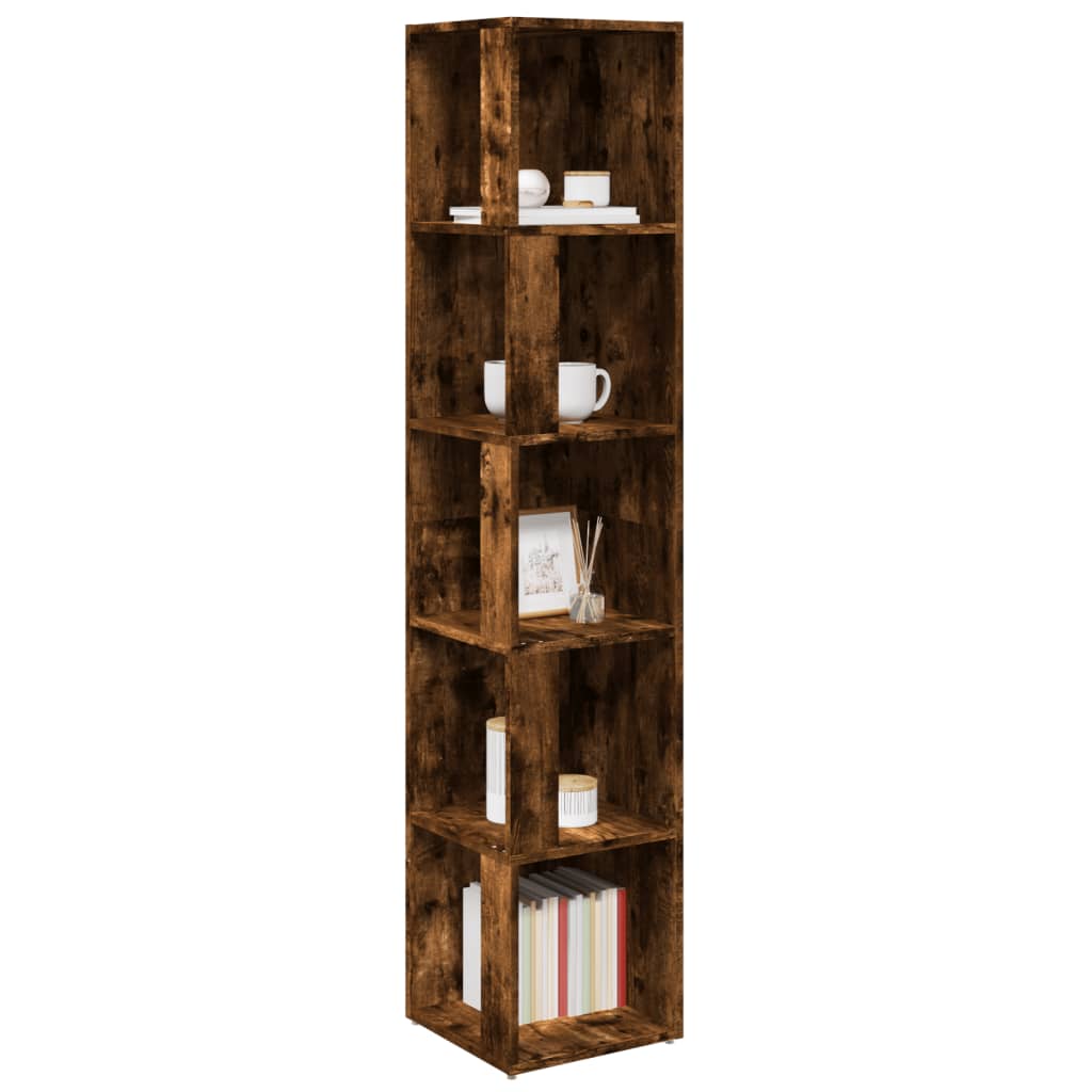 vidaXL Corner Cabinet Smoked Oak 33x33x164.5 cm Engineered Wood