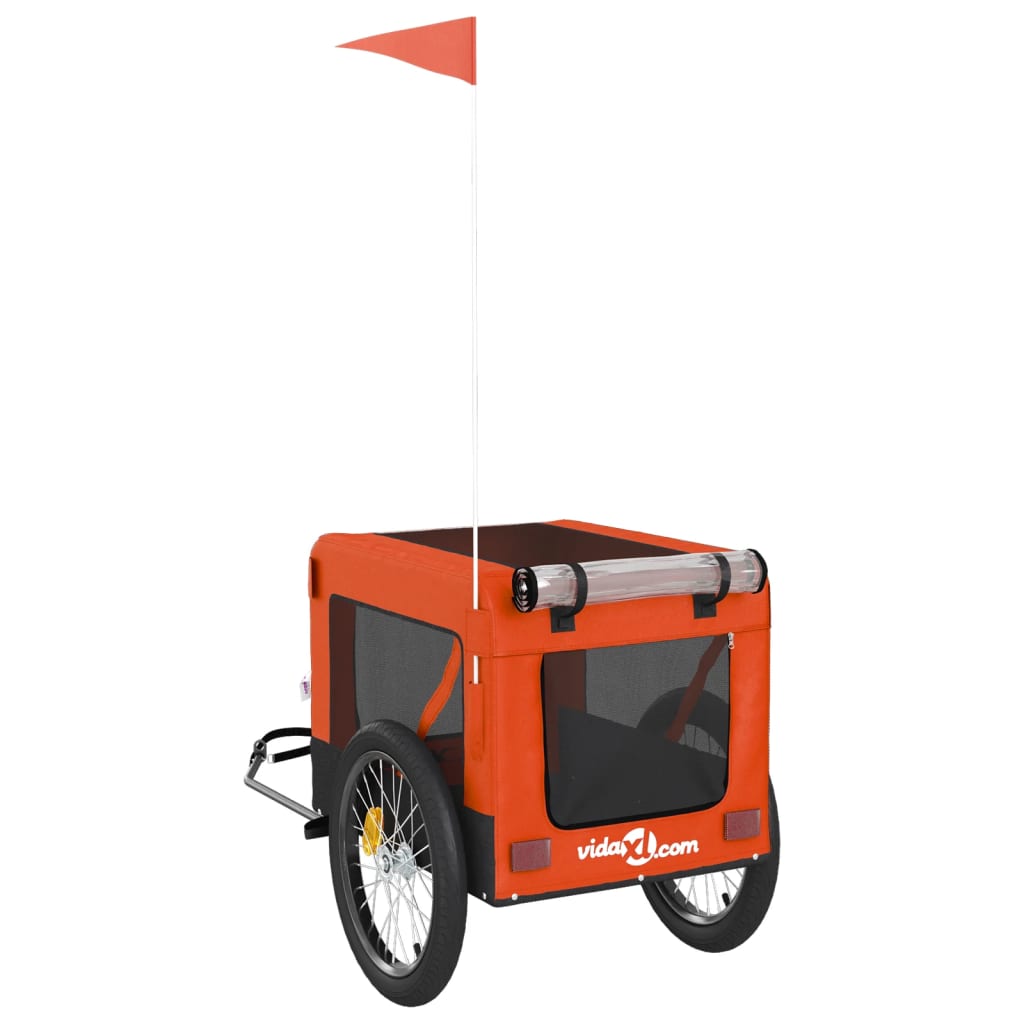 vidaXL Pet Bike Trailer Orange and Black Oxford Fabric&Iron