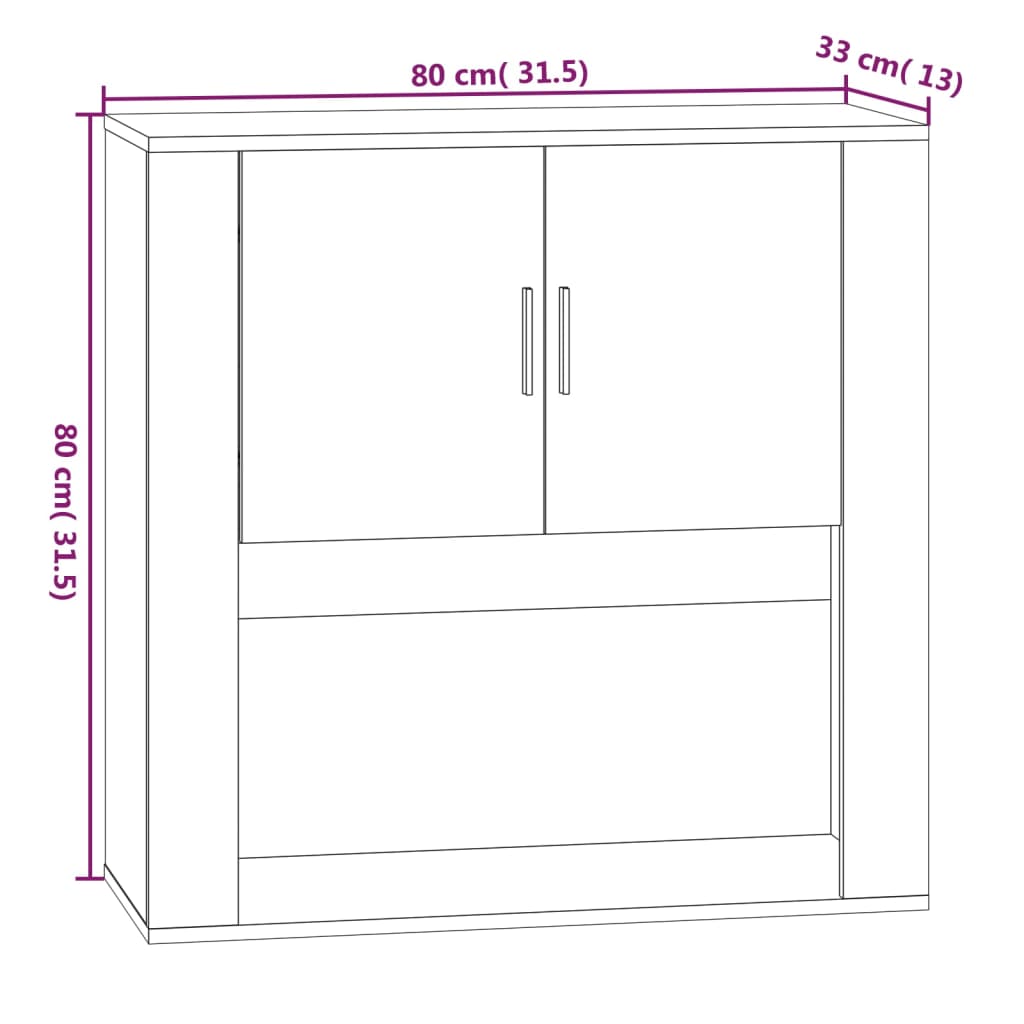 vidaXL Wall Cabinet Black 80x33x80 cm Engineered Wood