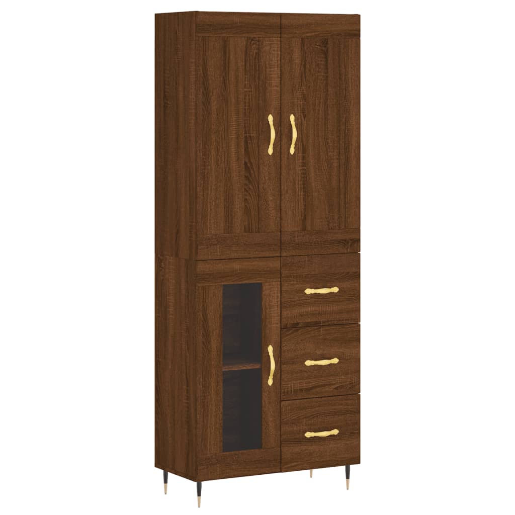 vidaXL Highboard Brown Oak 69.5x34x180 cm Engineered Wood