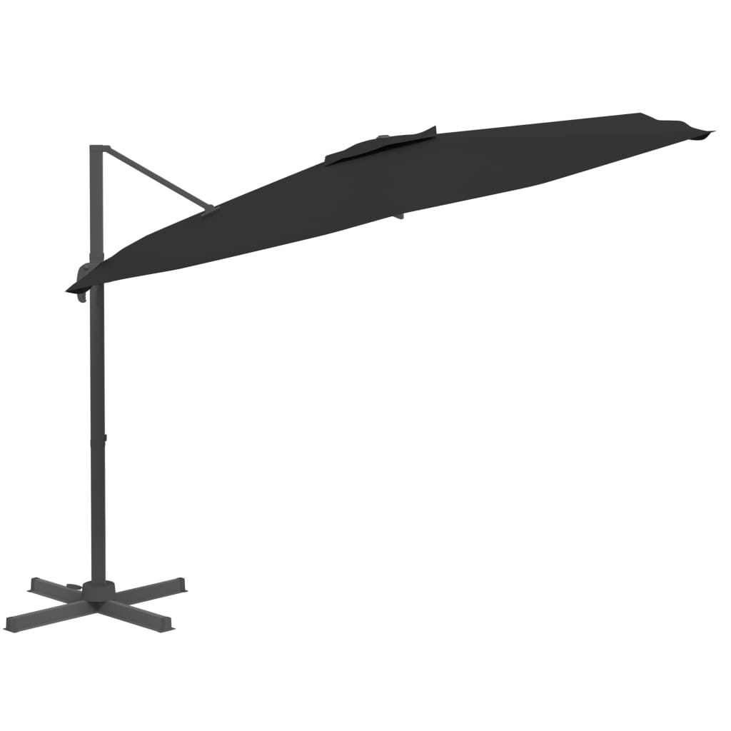 vidaXL LED Cantilever Garden Parasol Black 400x300 cm