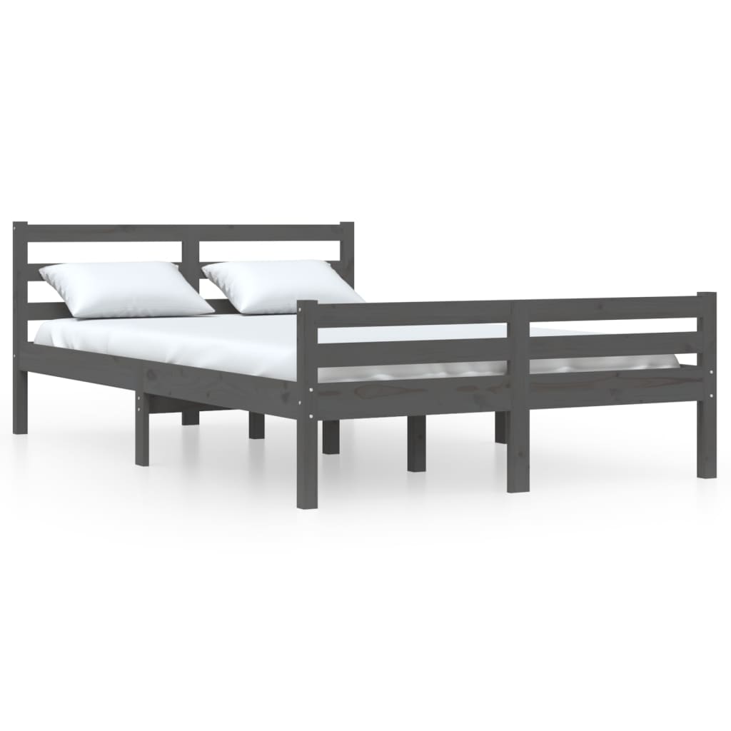 vidaXL Bed Frame without Mattress Grey Solid Wood 120x190 cm Small Double