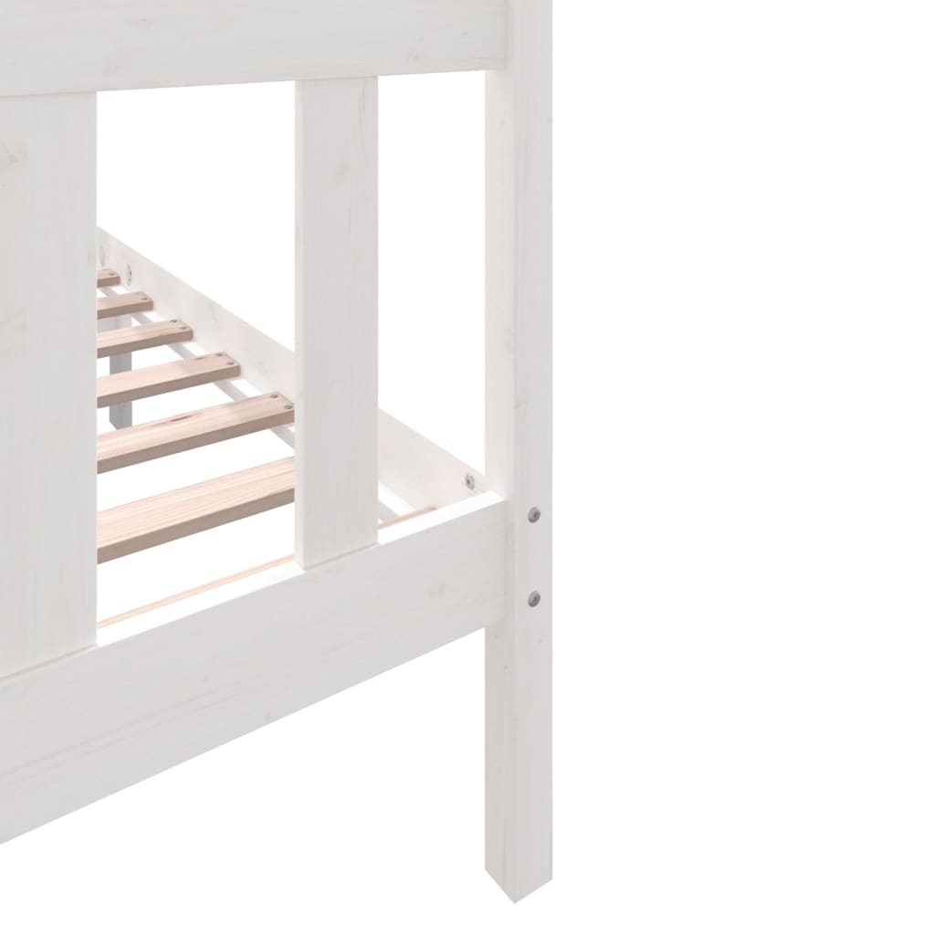 vidaXL Bed Frame without Mattress White Solid Wood 120x200 cm (810078+814185)