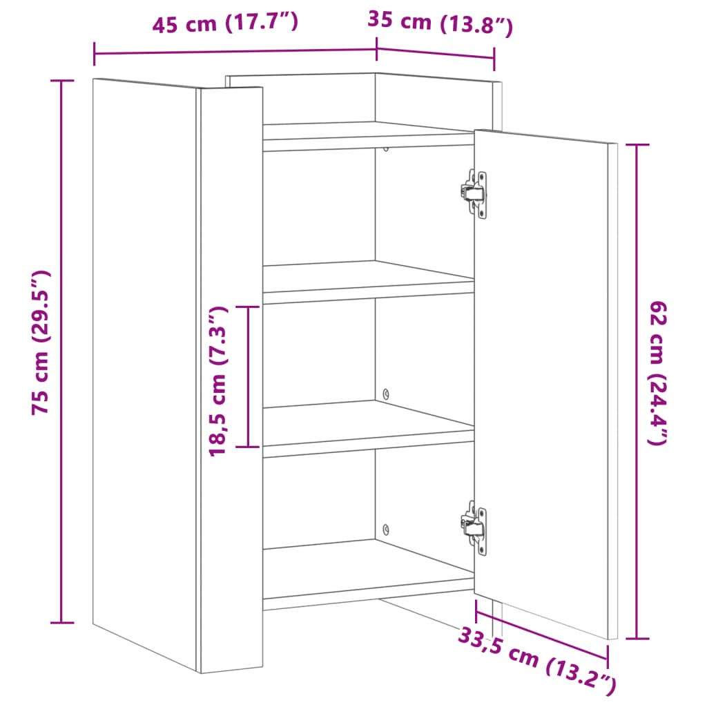 vidaXL Sideboard White 45x35x75 cm Engineered Wood